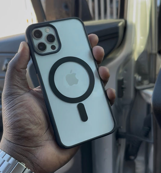 Black Magnetic Acrylic Transparent Colored Trim MagSafe Case