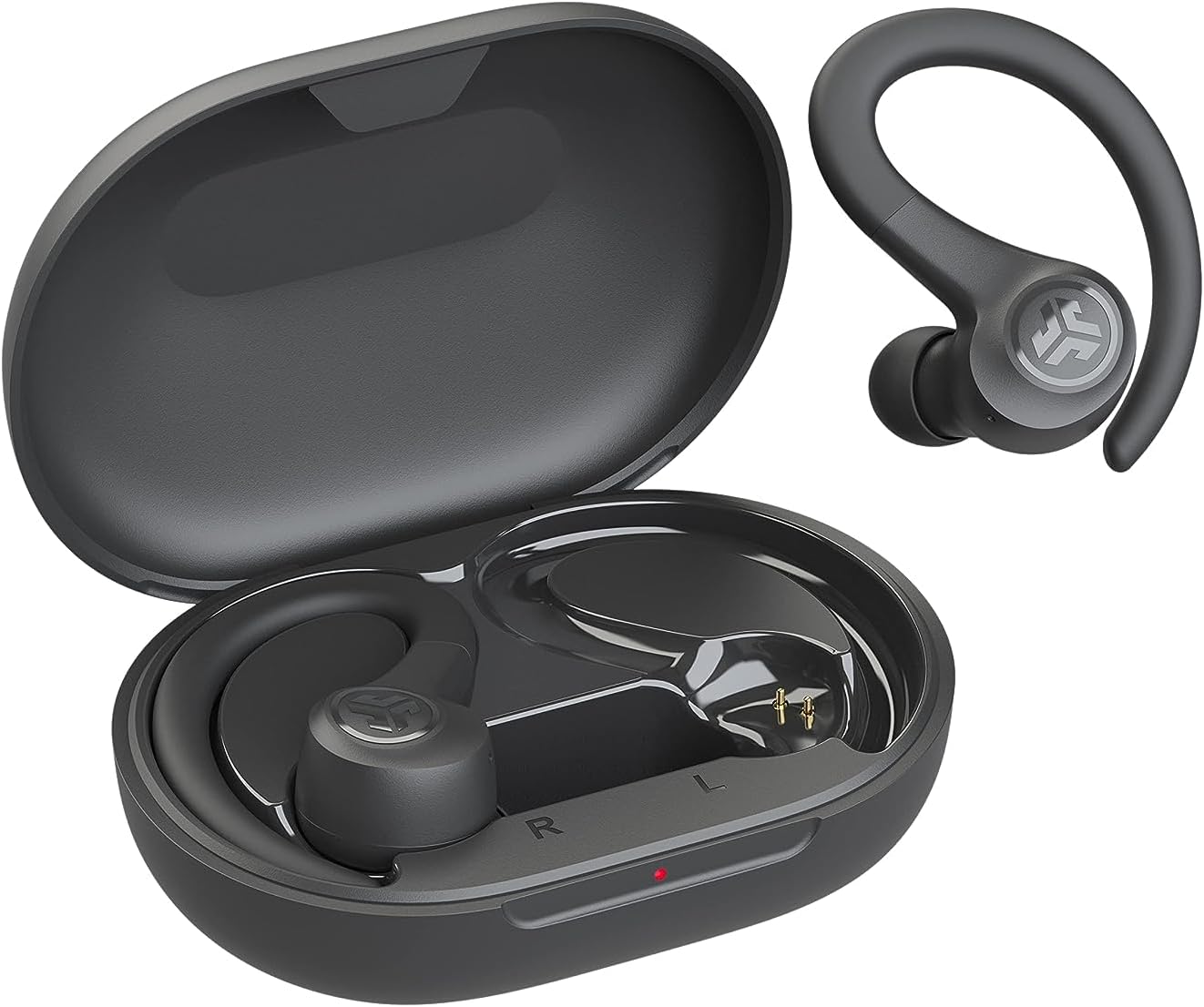 JLab Go Air Sport, Wireless Workout Earbuds Featuring C3 Clear Calling, Secure Earhook Sport Design, 32+ Hour Bluetooth Playtime, and 3 EQ Sound Settings, Graphite/Black