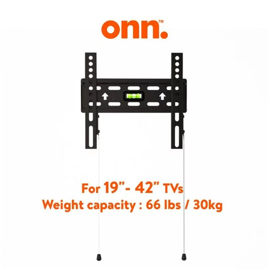 19" to 42" onn. Fixed TV Wall Mount for TVs, Holds TVs up to 35 lbs, Black