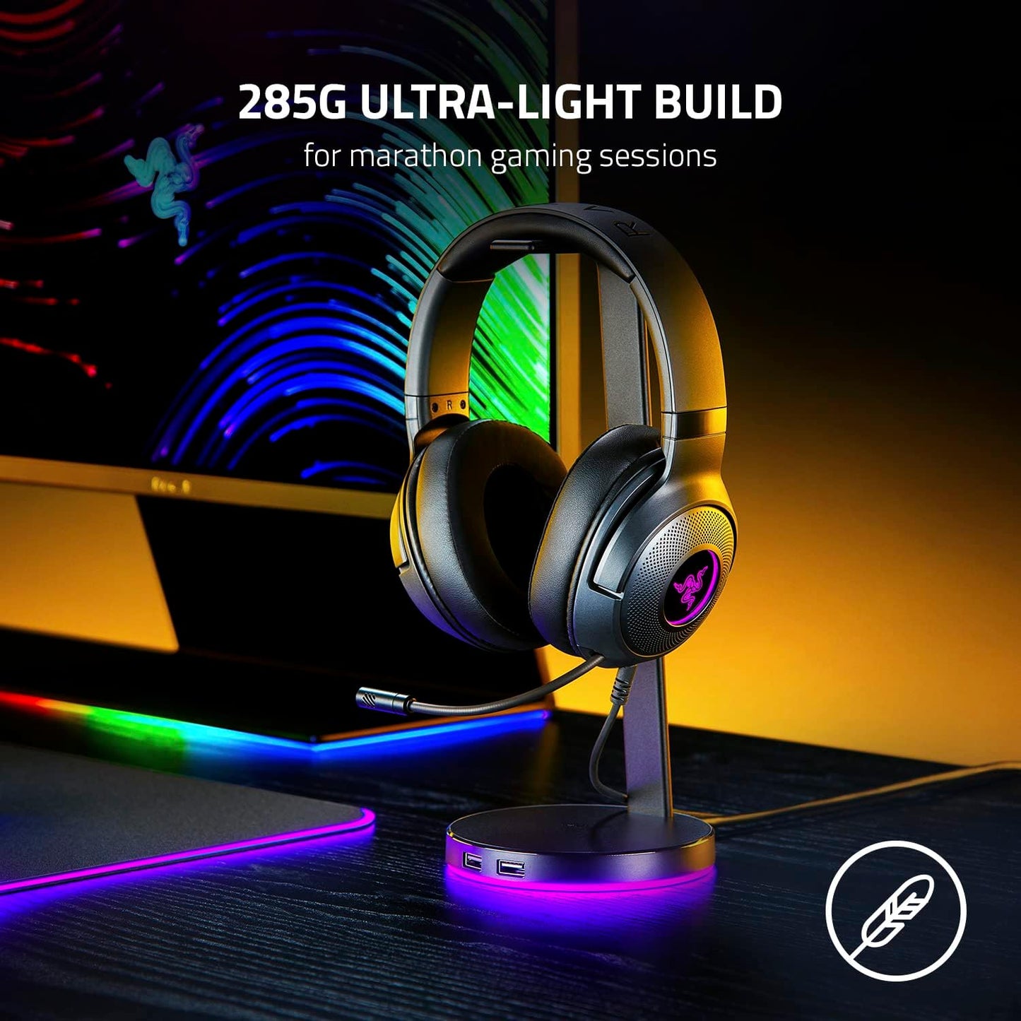 Razer Kraken V3 X Wired USB Type A Gaming Headset for PC, PS5, PS4 , Chroma RGB, Black, 0.62 lb