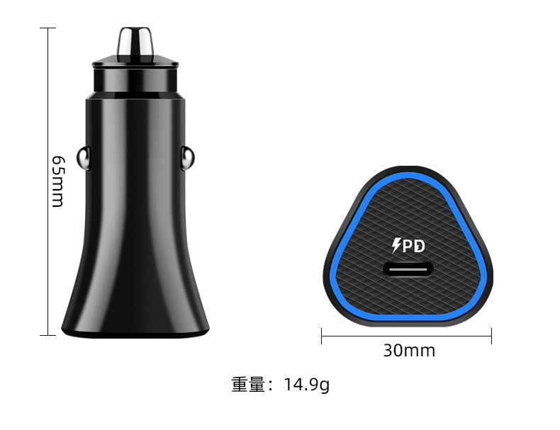 30W USB-C Single Slot, Car Charger, Fast Speed