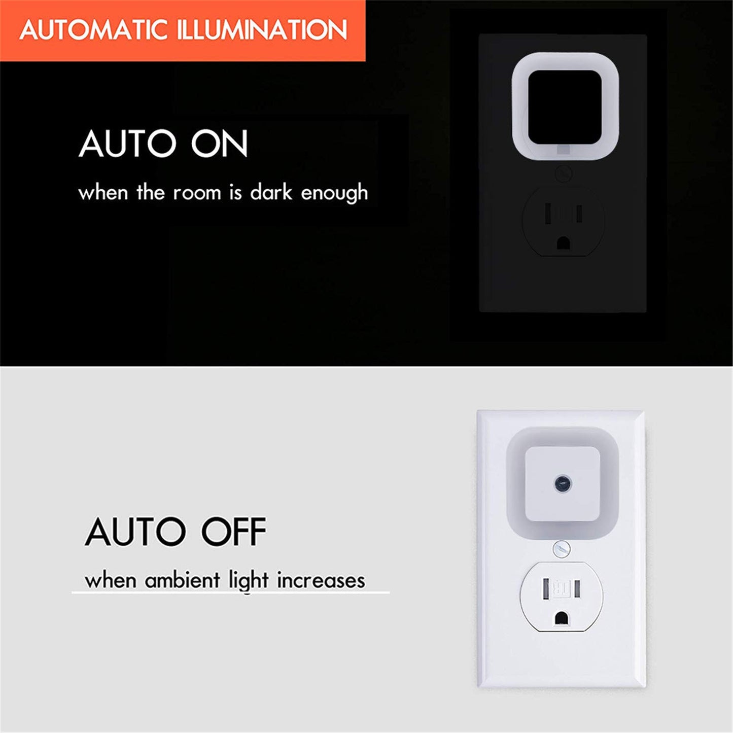 LED Night Light Lamp with Smart Sensor Dusk to Dawn Sensor, Daylight White, 0.5W Plug-in