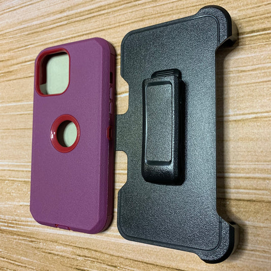 DARK PURPLE & RED IPHONE 15 OTTER BOX CASE