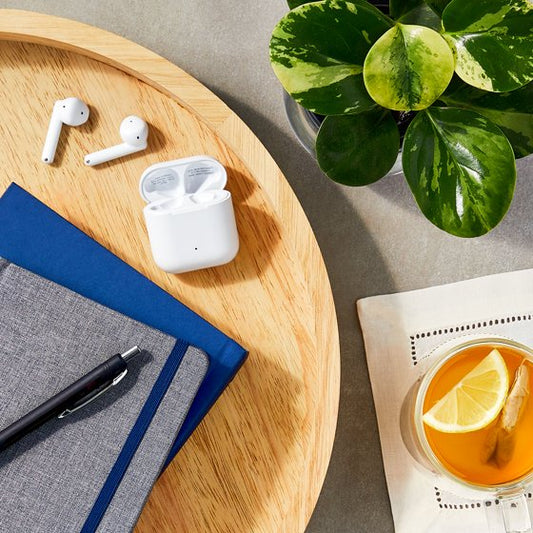 onn Bluetooth Wireless Earphones with Environmental Noise Canceling Microphones and Charging Case, Gray