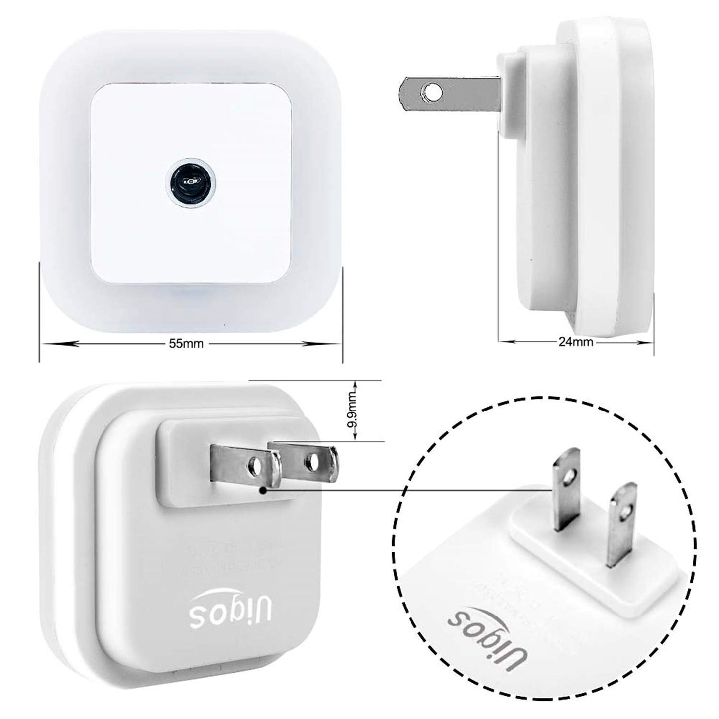 LED Night Light Lamp with Smart Sensor Dusk to Dawn Sensor, Daylight White, 0.5W Plug-in