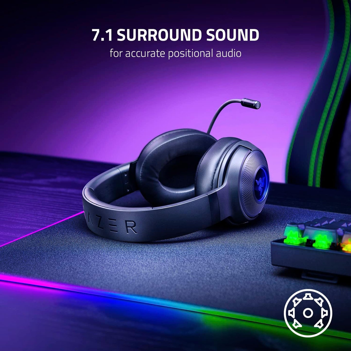 Razer Kraken V3 X Wired USB Type A Gaming Headset for PC, PS5, PS4 , Chroma RGB, Black, 0.62 lb