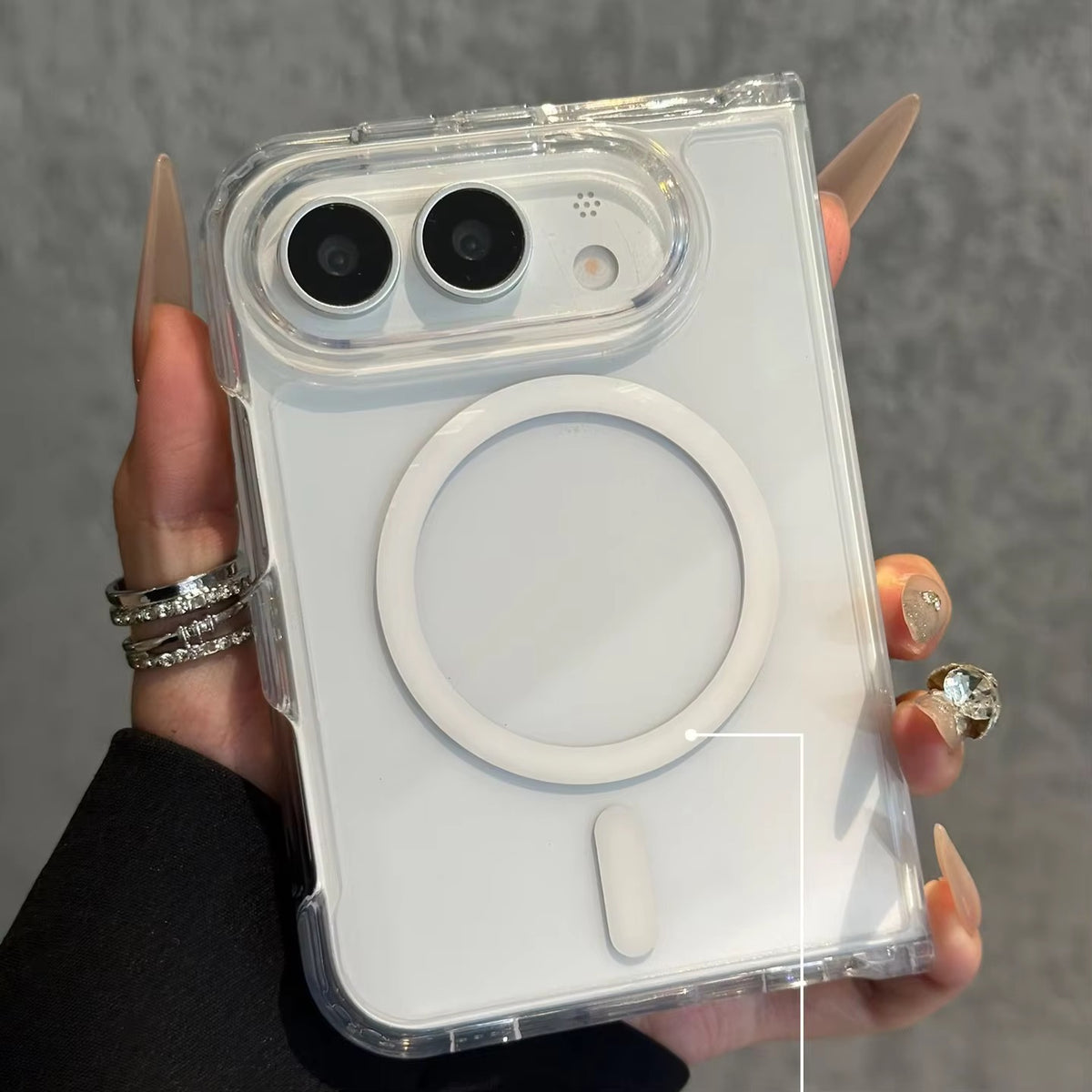 Transparent Magnetic Phone Case for iPhone DUO Fold Shockproof Hard Back
