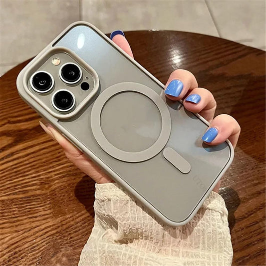 Gray Magnetic Acrylic Transparent Colored Trim MagSafe Case