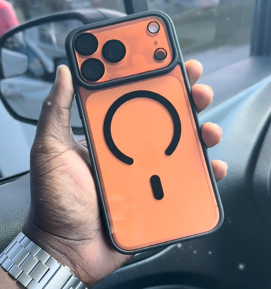 Black Magnetic Acrylic Transparent Colored Trim MagSafe Case