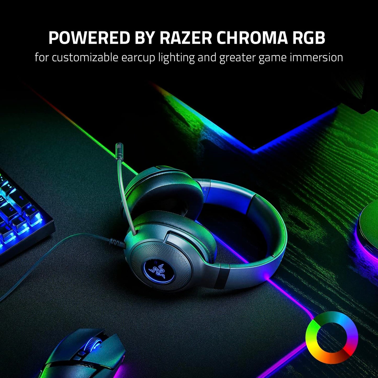 Razer Kraken V3 X Wired USB Type A Gaming Headset for PC, PS5, PS4 , Chroma RGB, Black, 0.62 lb