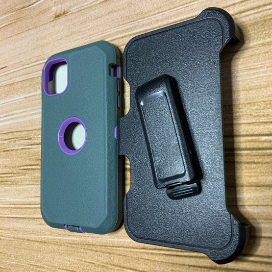 CHARCOAL GRAY & PURPLE IPHONE 15 OTTER BOX CASE