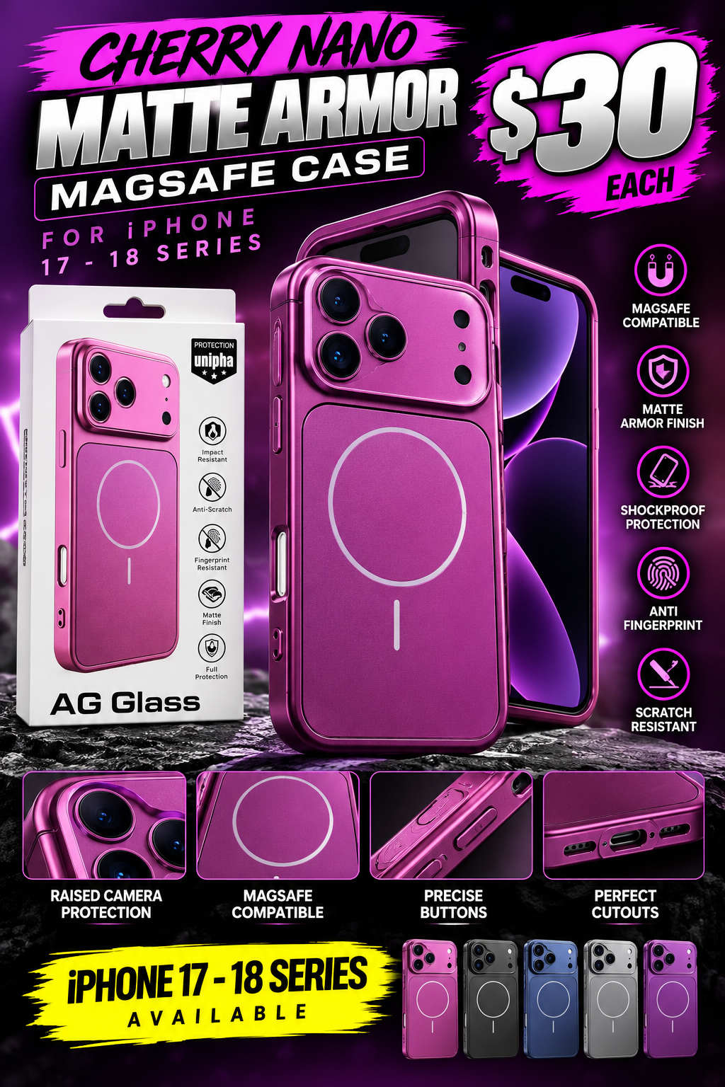 CHERRY Nano Matte Armor Case for iPhone
