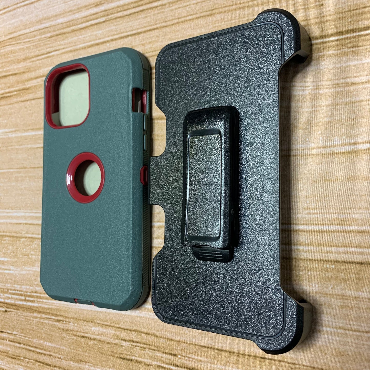 CHARCOAL GRAY & RED IPHONE 15 OTTER BOX CASE
