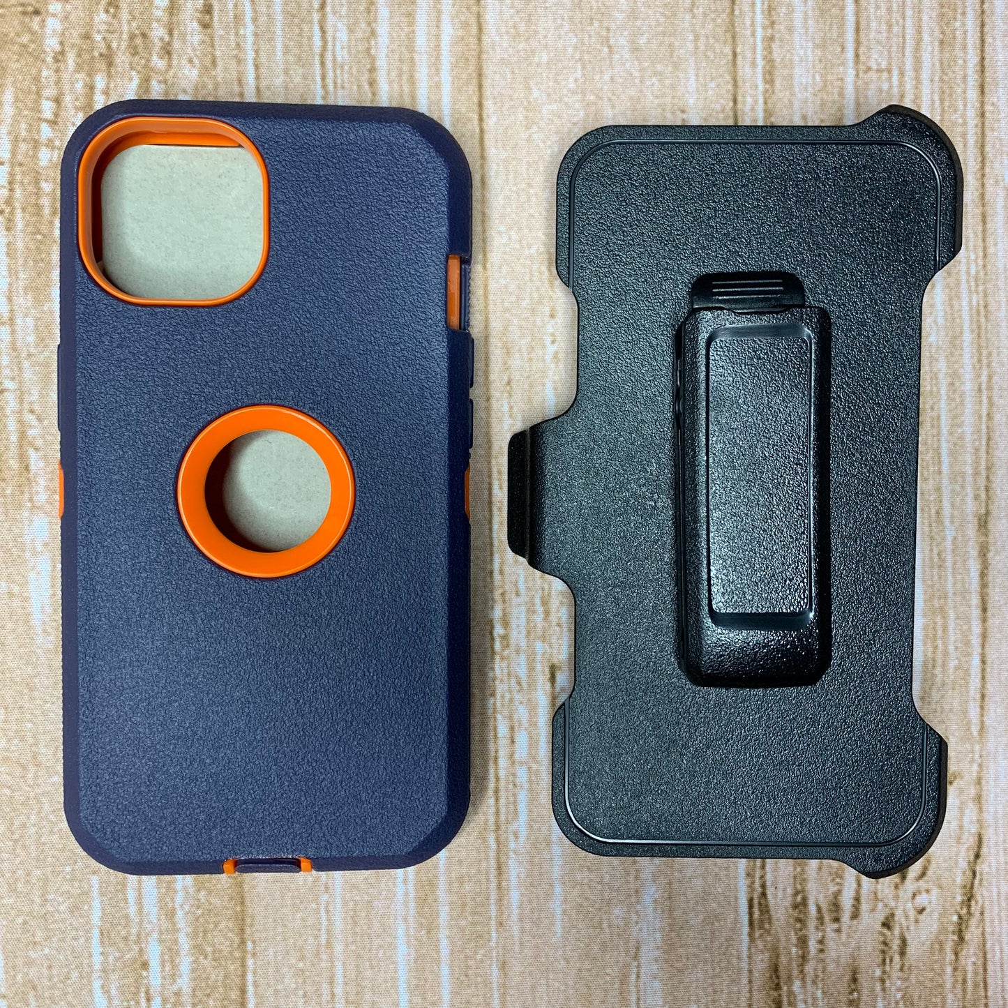 NAVY BLUE & ORANGE IPHONE 13/14 OTTER BOX CASE