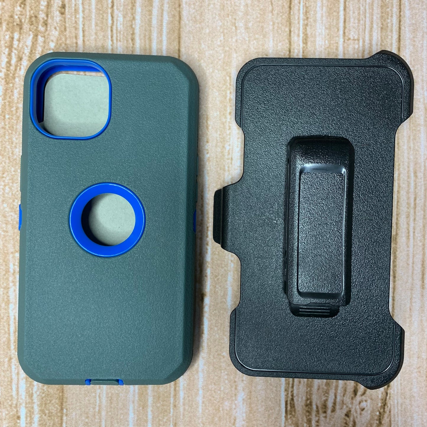 CHARCOAL GRAY & BLUE IPHONE 15 OTTER BOX CASE