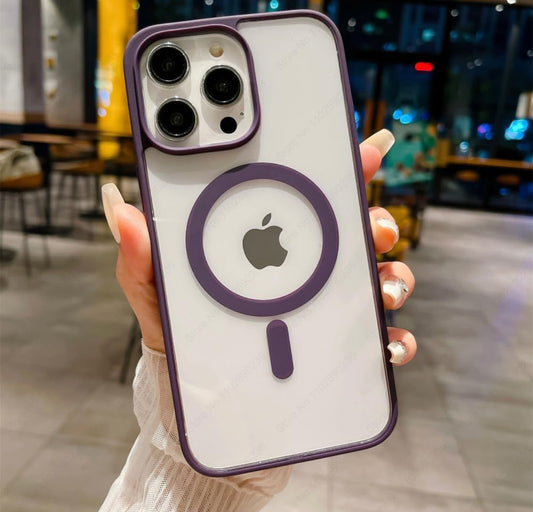 Dark Purple Magnetic Acrylic Transparent Colored Trim MagSafe Case