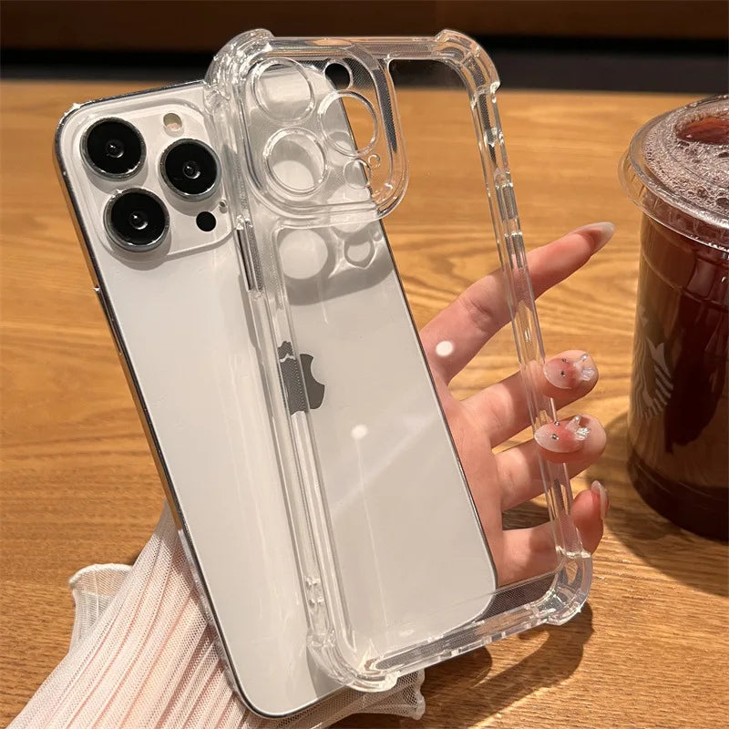 Acrylic Case for iPhone Mobile Phone Shell Soft TPU Transparent Shockproof clear Cover