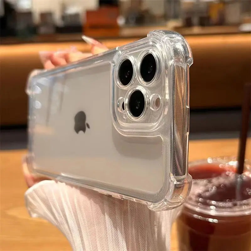 Acrylic Case for iPhone Mobile Phone Shell Soft TPU Transparent Shockproof clear Cover