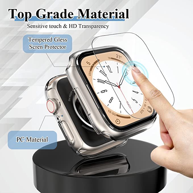 New PC Frame Watch Case Glass Screen Protector for Apple Watch Series 10/9/8/7 Ultra Protector Cover 49mm 45mm 41mm Bumper Case