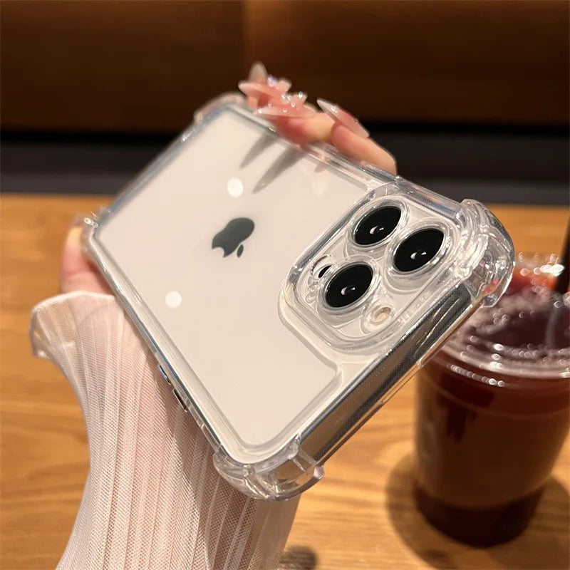 Acrylic Case for iPhone Mobile Phone Shell Soft TPU Transparent Shockproof clear Cover