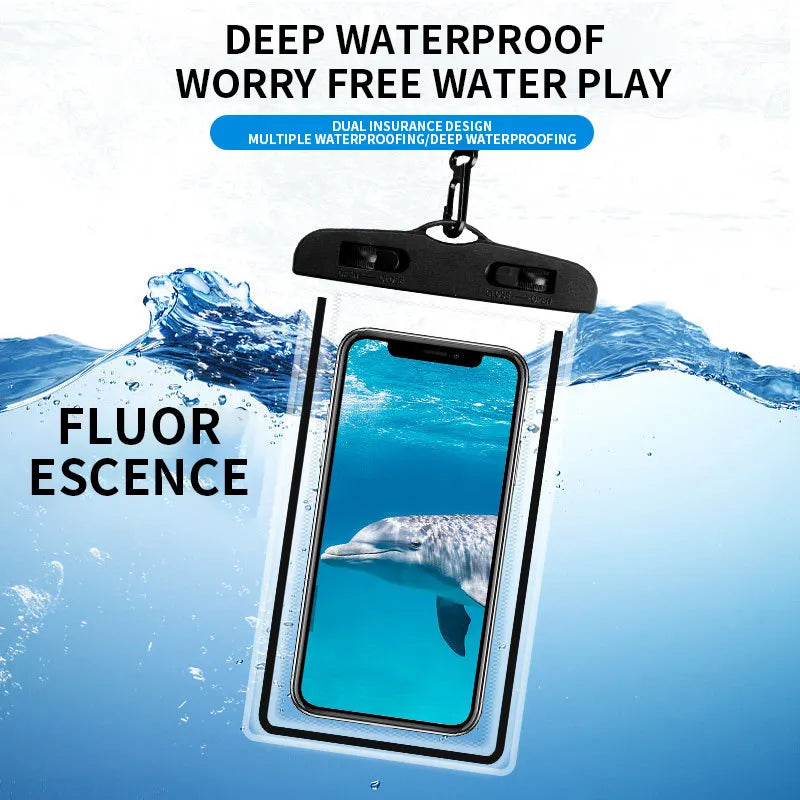 Black Night Light Mobile Phone Waterproof Phone Case Clear Waterproof Bag Pouch Pvc Water Proof Universal Cell Phone Bag for Iphone