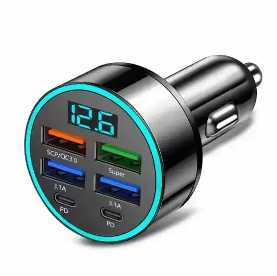 6-in-1 Fast Car Charger USB 3.0 3.1A Multi Port Adapter Phone Chargers for iphone Samusng Usb C Pd Car Charger