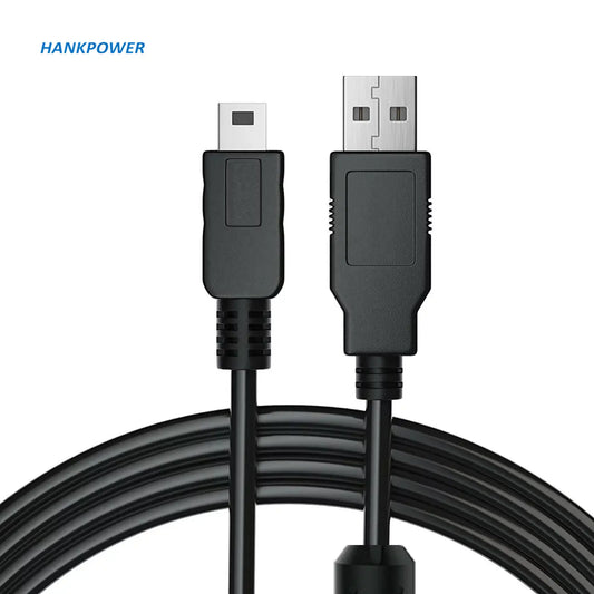1.5 Meter Black USB2.0 5Pin MINI USB Cable Pure Copper Ferrite Core PVC Jacket Braid Shielding 12-Month for Camera Charging