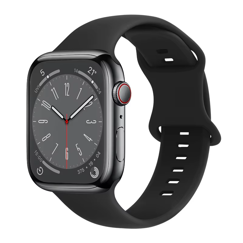 BLACK Silicone Watch Strap for Apple Watch Series