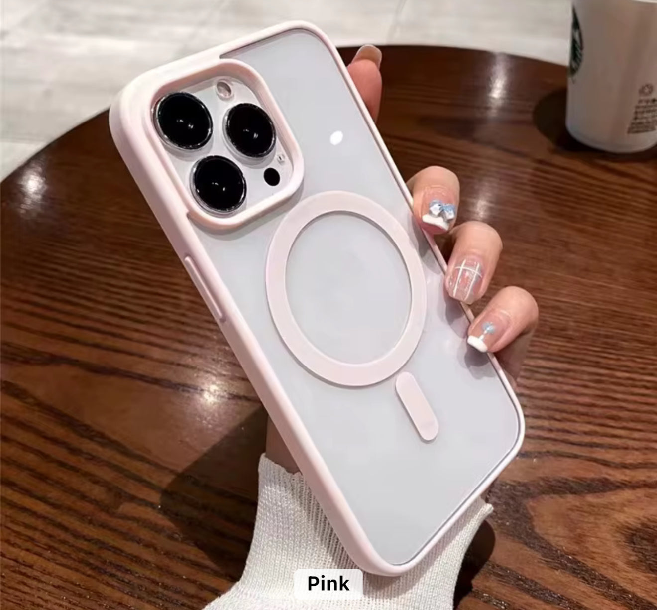 Pink Magnetic Acrylic Transparent Colored Trim MagSafe Case