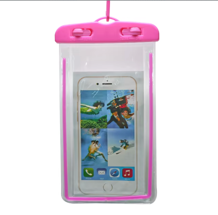 Pink Night Light Mobile Phone Waterproof Phone Case Clear Waterproof Bag Pouch Pvc Water Proof Universal Cell Phone Bag for Iphone