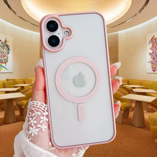 Pink Magnetic Acrylic Transparent Colored Trim MagSafe Case