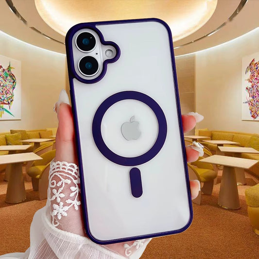 Dark Purple Magnetic Acrylic Transparent Colored Trim MagSafe Case