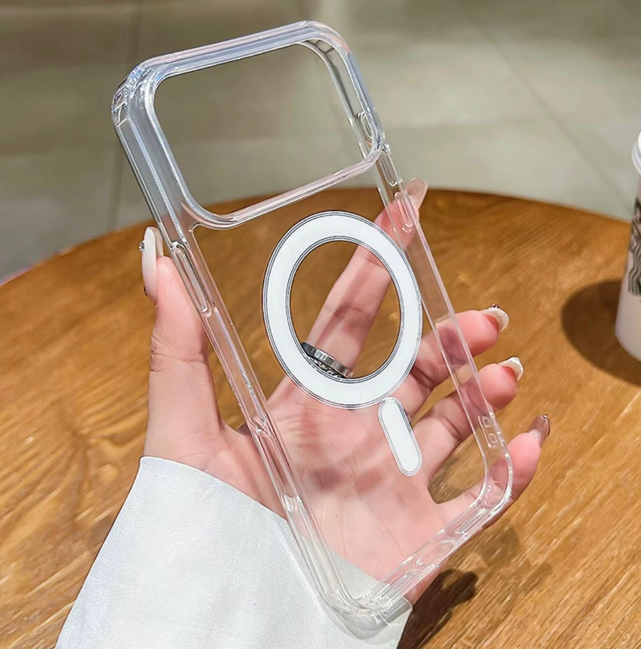 Magnetic Wireless Charging Clear Hard Acrylic Phone Case for iPhone ( NOT APPLE AUTHENTIC )