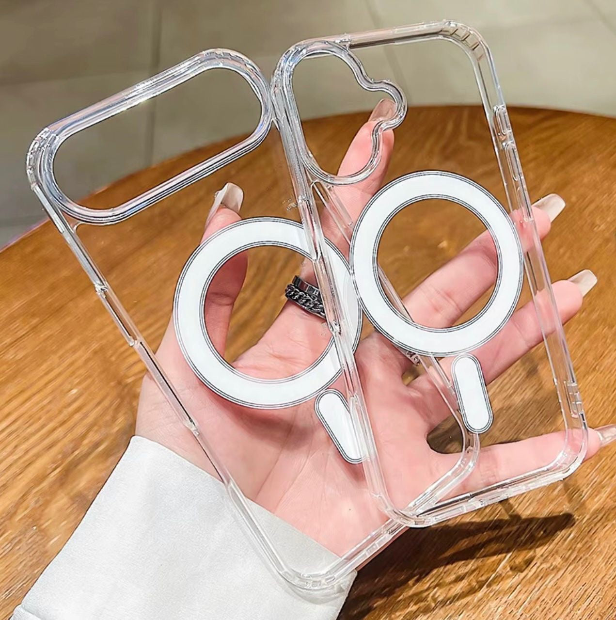 Magnetic Wireless Charging Clear Hard Acrylic Phone Case for iPhone ( NOT APPLE AUTHENTIC )