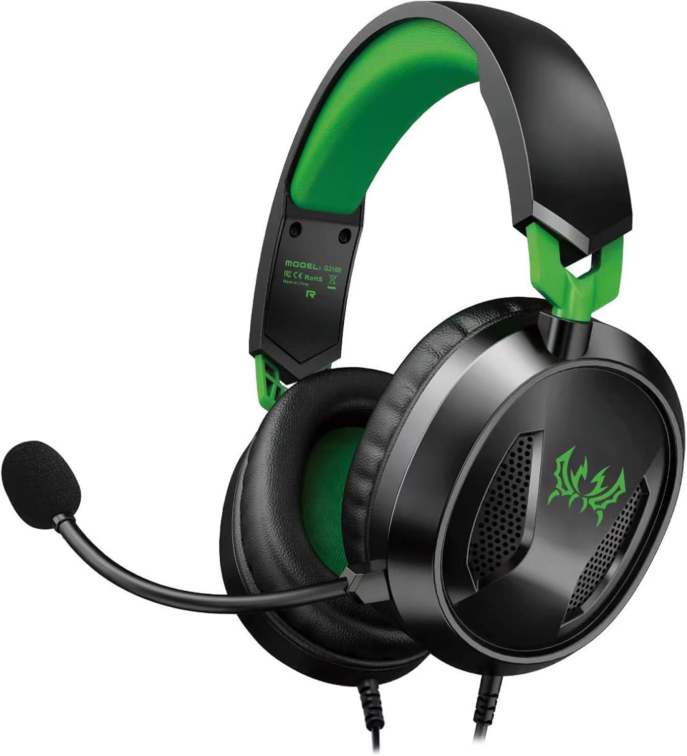 UHM Gaming Headset Wired With Mic for PS5, PS4, Switch, Xbox Series X|S, Xbox One, Mobile & PC with 3.5mm, 40mm Speakers, Green