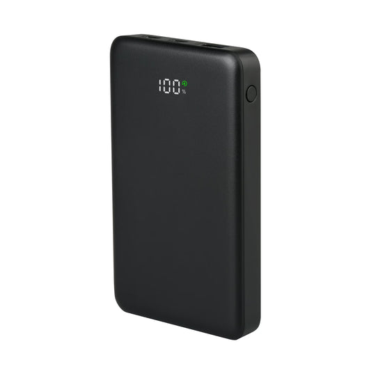 onn 10,000 mAh Portable Power Bank with Fast Charging Output (20W), Dual USB-C ports, USB port, LED Digital Display, Black - Compatible with iPhone, iPad, AirPods, Samsung Galaxy, Note, Pixel & More