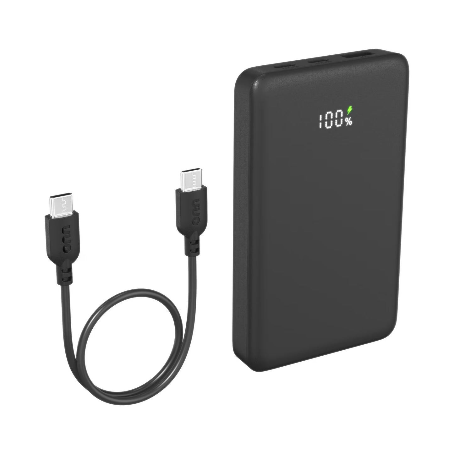 onn 10,000 mAh Portable Power Bank with Fast Charging Output (20W), Dual USB-C ports, USB port, LED Digital Display, Black - Compatible with iPhone, iPad, AirPods, Samsung Galaxy, Note, Pixel & More