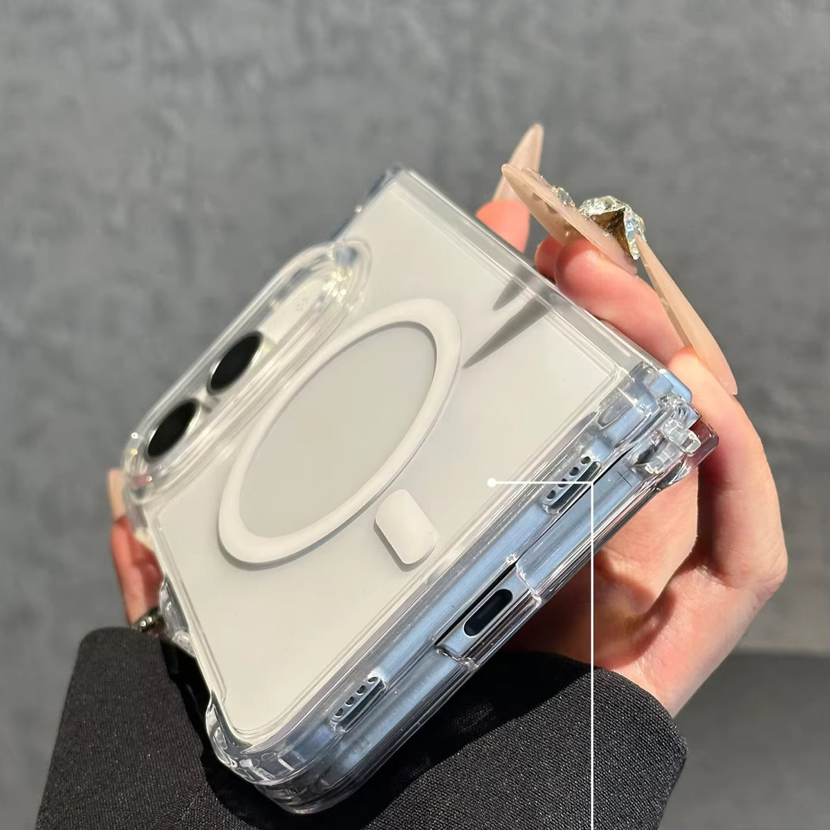 Transparent Magnetic Phone Case for iPhone DUO Fold Shockproof Hard Back