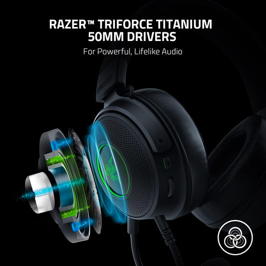 Razer Kraken V3 X Wired USB Type A Gaming Headset for PC, PS5, PS4 , Chroma RGB, Black, 0.62 lb