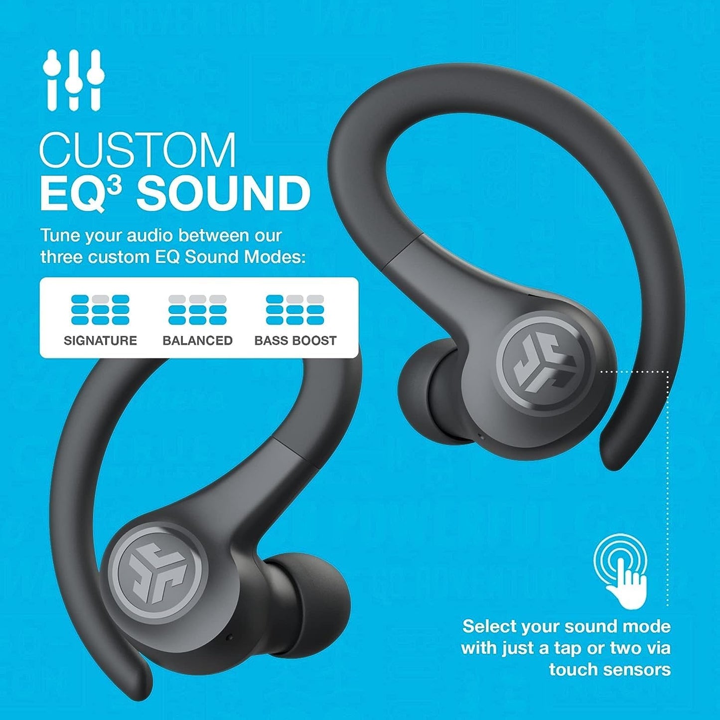 JLab Go Air Sport, Wireless Workout Earbuds Featuring C3 Clear Calling, Secure Earhook Sport Design, 32+ Hour Bluetooth Playtime, and 3 EQ Sound Settings, Graphite/Black