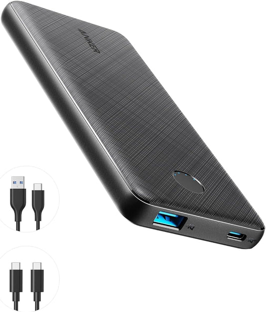 Anker Portable Charger, USB-C PortableCharger 10000mAh with 20W Power Delivery, 523 Power Bank (PowerCore Slim 10K PD) for iPhone 14/13/12 Series, S10, Pixel 4 and More (Black)