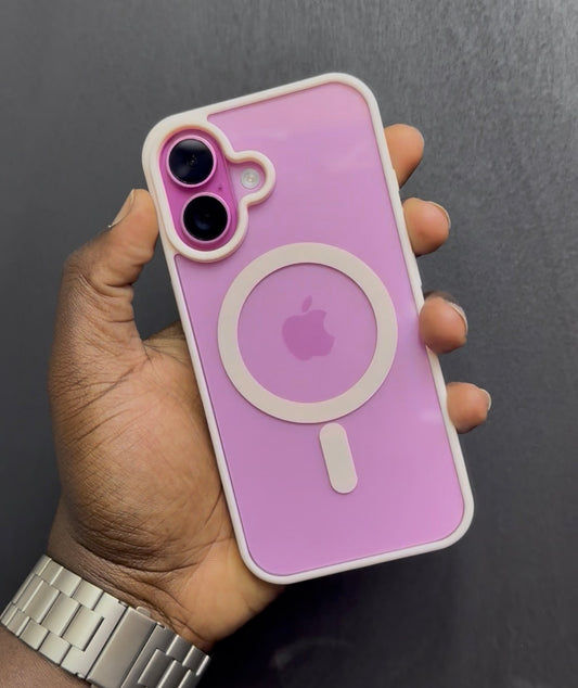 Pink Magnetic Acrylic Transparent Colored Trim MagSafe Case