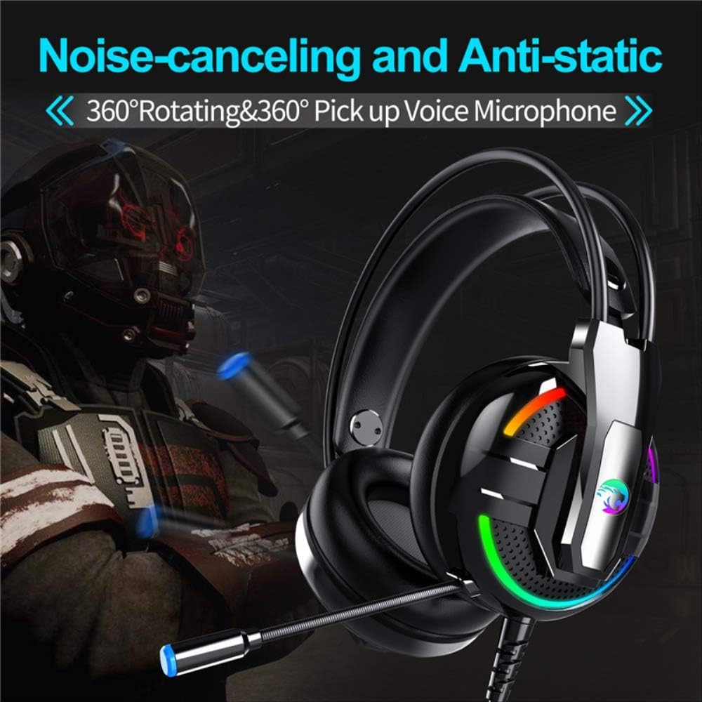 Gaming Headphone for PC with 7.1 Surround Sound, Wired Gaming Headphones with Noise Cancelling, Memory Earmuffs & Flexible Mic RGB Light for Xbox Series X/S, PC, Mac, Laptop