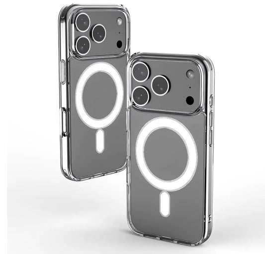 Magnetic Wireless Charging Clear Hard Acrylic Phone Case for iPhone ( NOT APPLE AUTHENTIC )