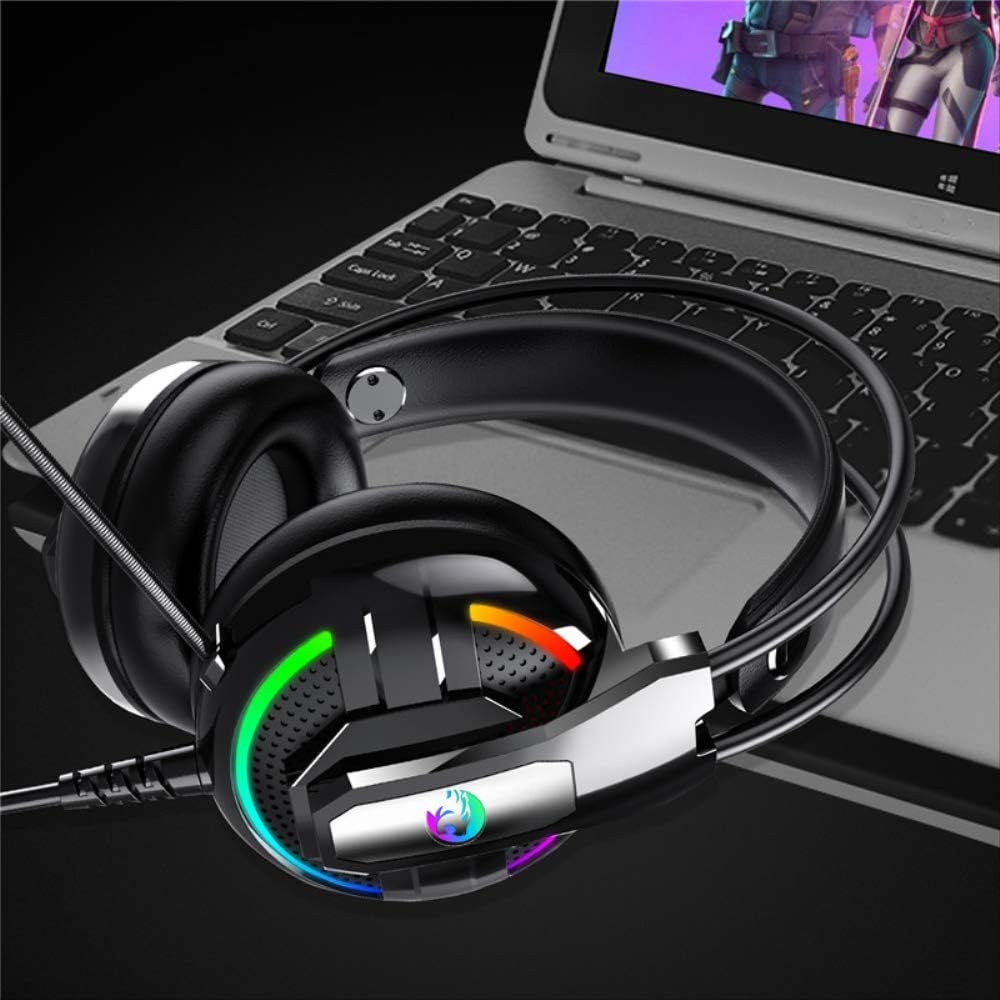 Gaming Headphone for PC with 7.1 Surround Sound, Wired Gaming Headphones with Noise Cancelling, Memory Earmuffs & Flexible Mic RGB Light for Xbox Series X/S, PC, Mac, Laptop