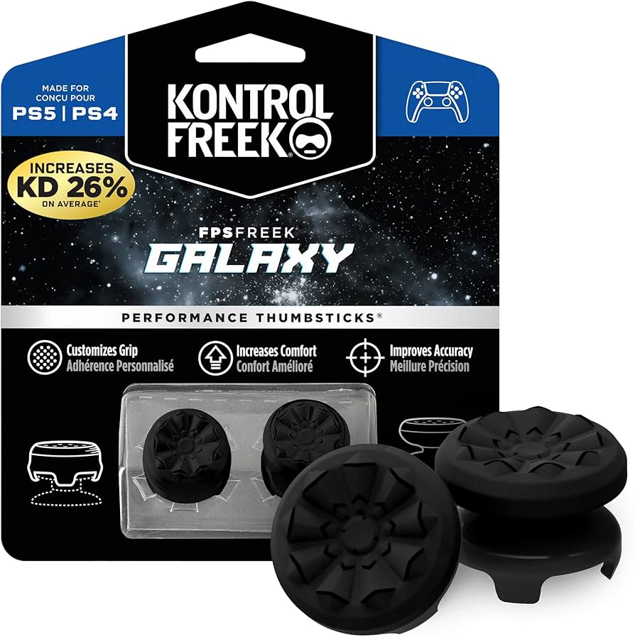 KontrolFreek FPS Freek Galaxy Black for Playstation 4 (PS4) and Playstation 5 (PS5) | Performance Thumbsticks | 1 High-Rise, 1 Mid-Rise | Black (Limited Edition)