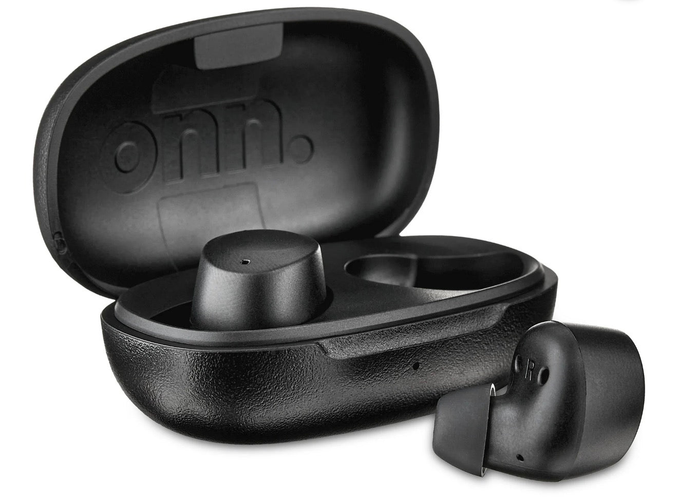 onn Bluetooth Wireless Earphones w/Charging Case and Touch Controls, Black