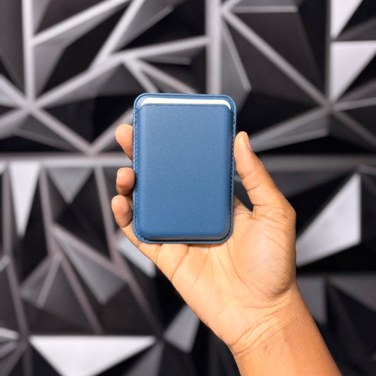 Indigo Blue Leather Magnetic Phone Wallet Case for iPhone