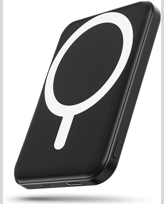 podoru for Magsafe Battery Pack, 5000mAh Magnetic Power Bank with Type-C Cable 20W PD Fast Charging Lighting Input Wireless Portable Charger for iPhone 17/16/15/14/13/12/ All Series-Black