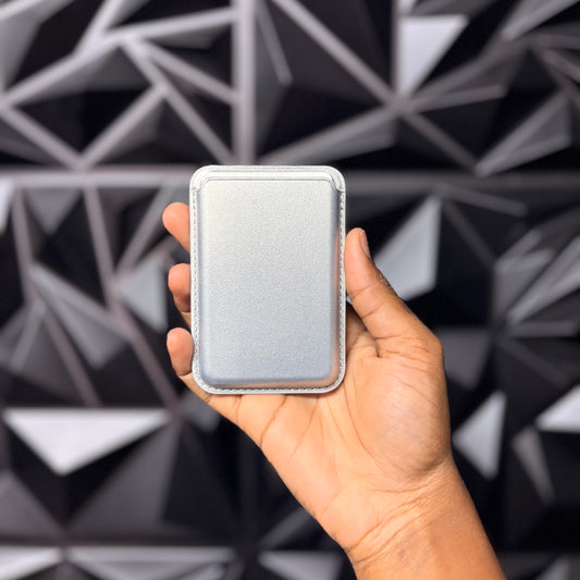 Silver Leather Magnetic Phone Wallet Case for iPhone